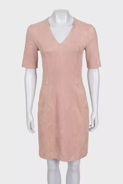 Fitted beige suede dress