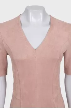 Fitted beige suede dress