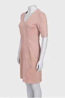 Fitted beige suede dress