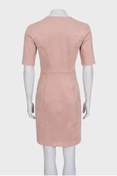 Fitted beige suede dress