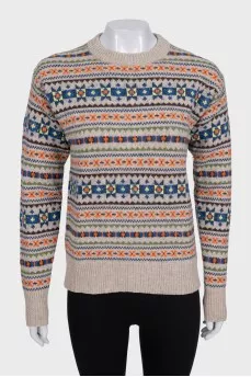 Printed wool jumper