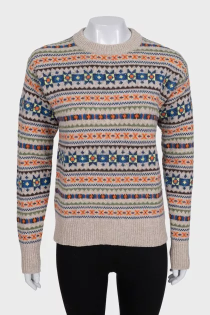 Printed wool jumper