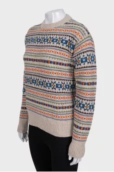Printed wool jumper
