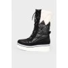 Quilted eco-leather boots with tag
