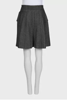 Gray button-down skirt with patch pockets