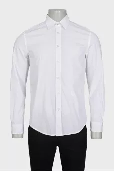 Men's white slim fit shirt with embroidered logo