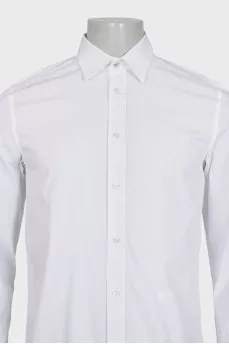 Men's white slim fit shirt with embroidered logo