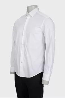 Men's white slim fit shirt with embroidered logo