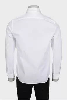 Men's white slim fit shirt with embroidered logo