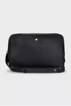 Men's black leather crossbody bag
