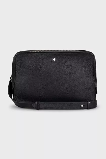 Men's black leather crossbody bag