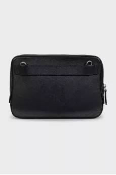 Men's black leather crossbody bag