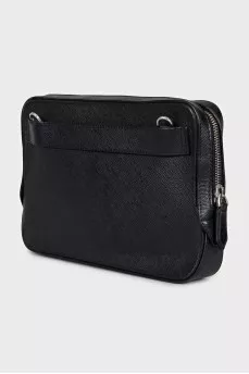 Men's black leather crossbody bag