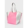 The bag is silver-pink