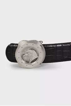 Men's black crocodile leather belt