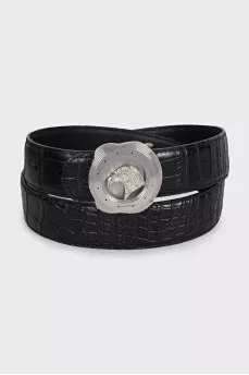 Men's black crocodile leather belt