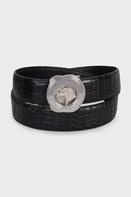 Men's black crocodile leather belt