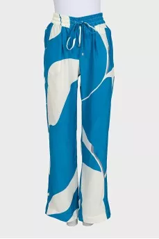 Blue silk trousers