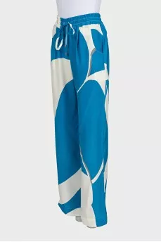 Blue silk trousers
