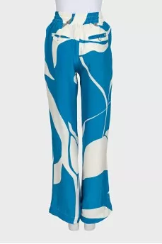 Blue silk trousers