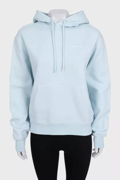 Blue hoodie with a patch pocket