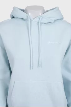 Blue hoodie with a patch pocket