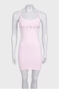 Bodycon mini dress with glitter logo