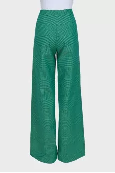 High-waisted wide-leg trousers with a printed pattern