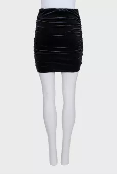 Velvet mini skirt with a fitted fit and tag