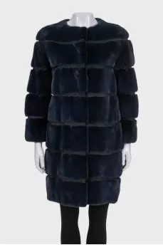 Blue mink fur coat