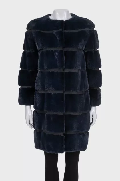 Blue mink fur coat