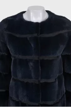 Blue mink fur coat