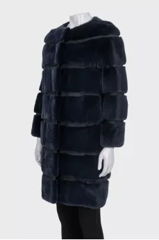 Blue mink fur coat