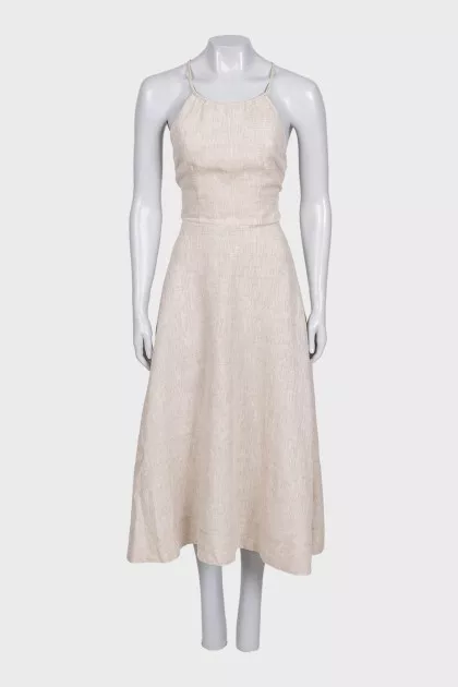 Beige linen tie-up sundress