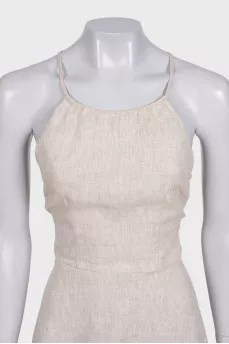 Beige linen tie-up sundress