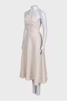 Beige linen tie-up sundress