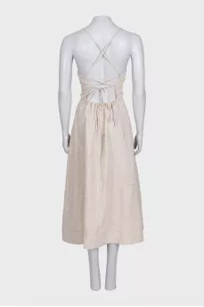 Beige linen tie-up sundress