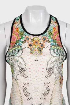 Silk and viscose printed T-shirt