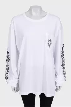 White long sleeve t-shirt with print