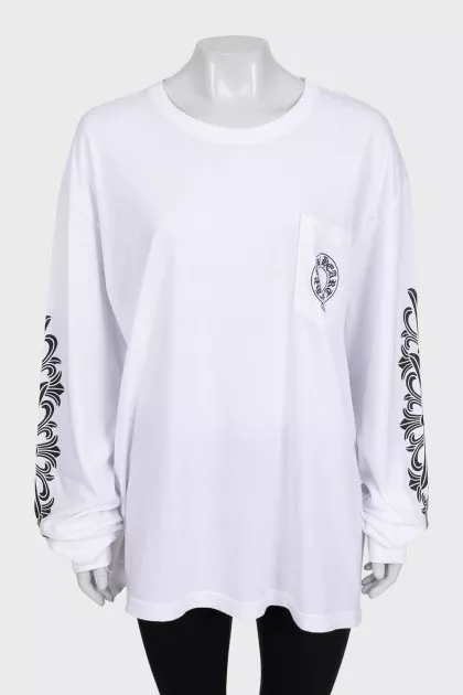 White long sleeve t-shirt with print