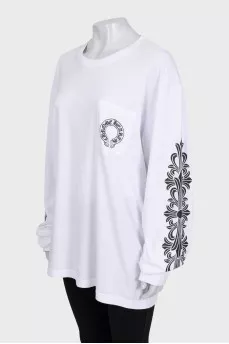 White long sleeve t-shirt with print