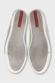Gray suede sneakers