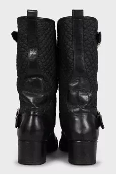 Black quilted leather boots