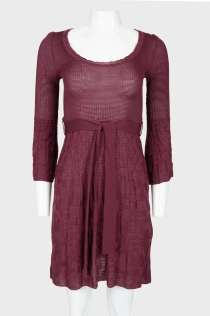 Bordeaux dress with belt