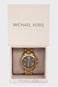 Gold watch with black dial
