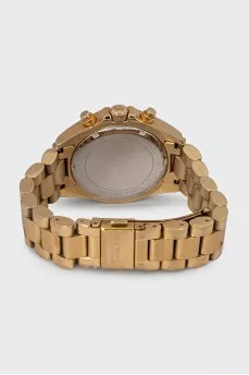 Gold watch with black dial