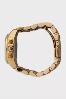 Gold watch with black dial