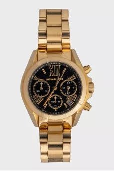 Gold watch with black dial