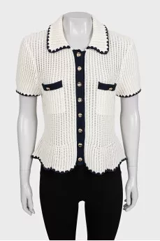 Short sleeve button-down cardigan