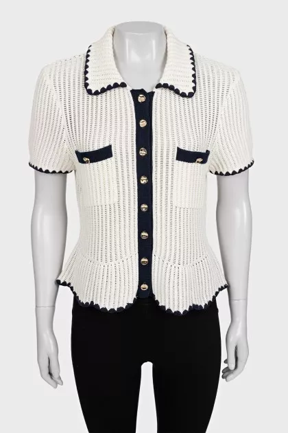 Short sleeve button-down cardigan